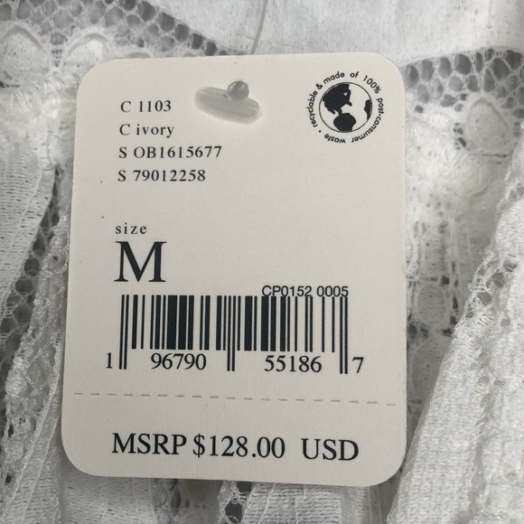 NWT Free People Candy Shop Tunic Womens M Ivory V-Neck Semi Sheer Ruffle Slouchy - Picture 8 of 15